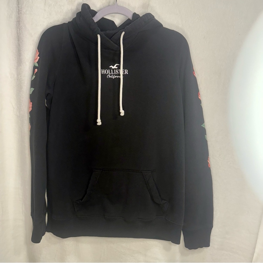 Hollister Black Hoodie with Rose Embroidery - Picture 3 of 6